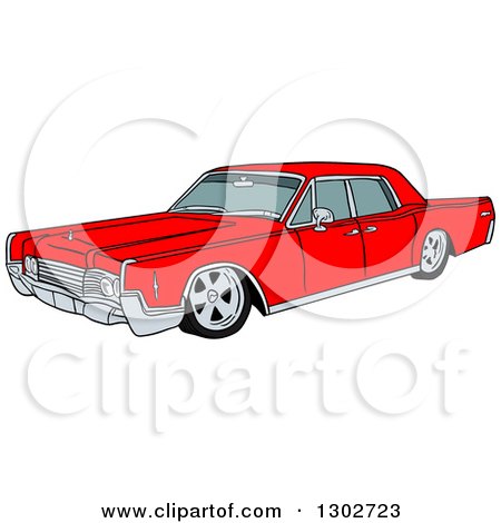 Clipart of a Red Classic 1969 Cadillac Continental Car - Royalty Free Vector Illustration by LaffToon