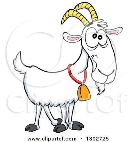 Clipart of a Cartoon White Goat with a Weird Facial Expression - Royalty Free Vector Illustration by LaffToon