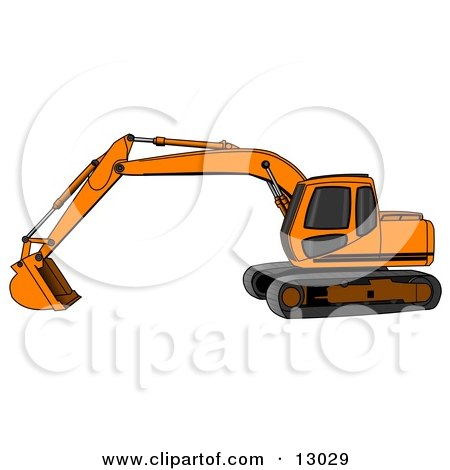 Orange Trackhoe Excavator Clipart Illustration by djart