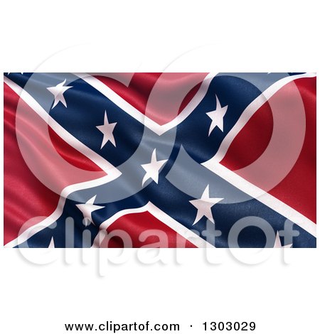 Clipart of a 3d Rippling Confederate Battle Flag - Royalty Free Illustration by stockillustrations