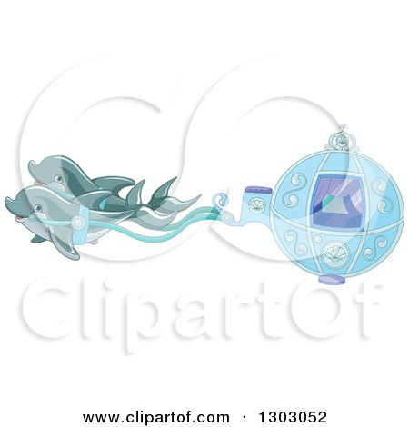 Clipart of a Fantasy Sea Carriage with Dolphins - Royalty Free Vector Illustration by Pushkin