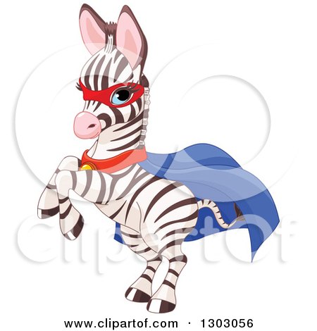 Clipart of a Cute Baby Zebra Super Hero Rearing - Royalty Free Vector Illustration by Pushkin