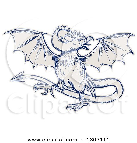 Clipart of a Sketched or Engraved Basilisk Monster - Royalty Free Vector Illustration by patrimonio