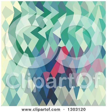 Clipart of a Low Poly Abstract Geometric Background of Myrtle Green - Royalty Free Vector Illustration by patrimonio