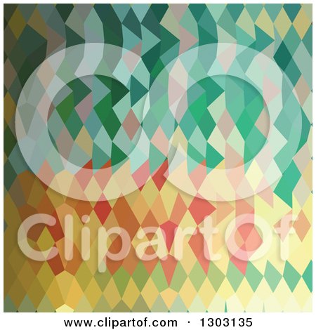 Clipart of a Low Poly Abstract Geometric Background of Emerald Green Harlequins - Royalty Free Vector Illustration by patrimonio