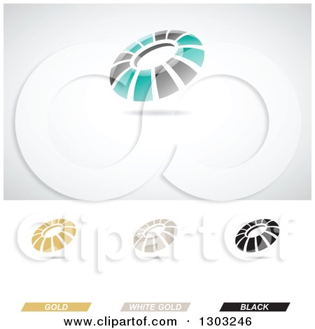 Clipart of Abstract Disc Logos with Shadows - Royalty Free Vector Illustration by cidepix