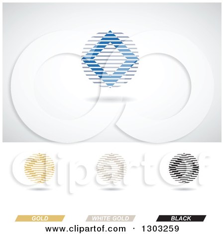 Clipart of Abstract Elegance Themed Diamonds with Lines and Shadows - Royalty Free Vector Illustration by cidepix