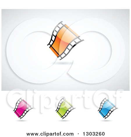 Clipart of Colorful Film Strip Entertainment Logos with Shadows - Royalty Free Vector Illustration by cidepix
