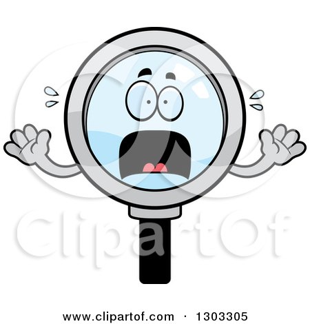 Clipart of a Cartoon Scared Magnifying Glass Character Screaming - Royalty Free Vector Illustration by Cory Thoman