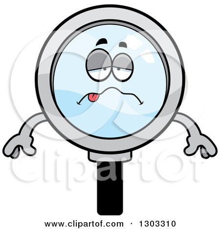 Clipart of a Cartoon Sick or Drunk Magnifying Glass Character - Royalty Free Vector Illustration by Cory Thoman