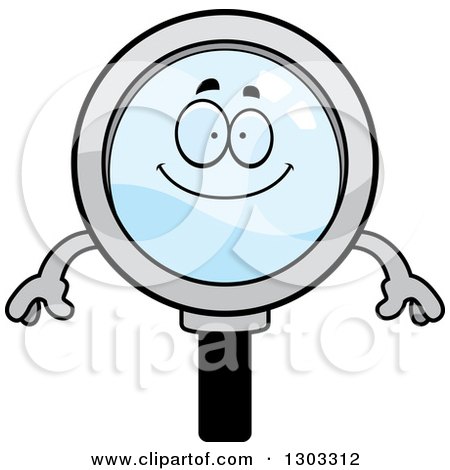 Clipart of a Cartoon Happy Magnifying Glass Character Smiling - Royalty Free Vector Illustration by Cory Thoman