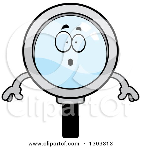 Clipart of a Cartoon Surprised Magnifying Glass Character Gasping - Royalty Free Vector Illustration by Cory Thoman