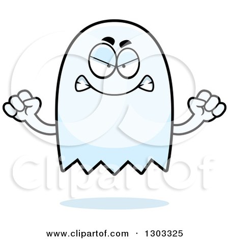 Clipart of a Cartoon Angry Ghost Character Waving Fists - Royalty Free Vector Illustration by Cory Thoman