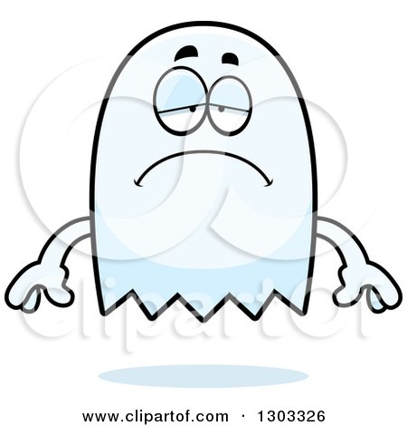 Clipart of a Cartoon Sad Depressed Ghost Character Pouting - Royalty Free Vector Illustration by Cory Thoman