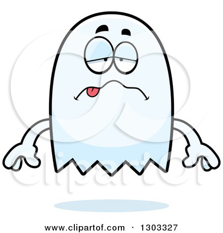 Clipart of a Cartoon Sick or Drunk Ghost Character - Royalty Free Vector Illustration by Cory Thoman