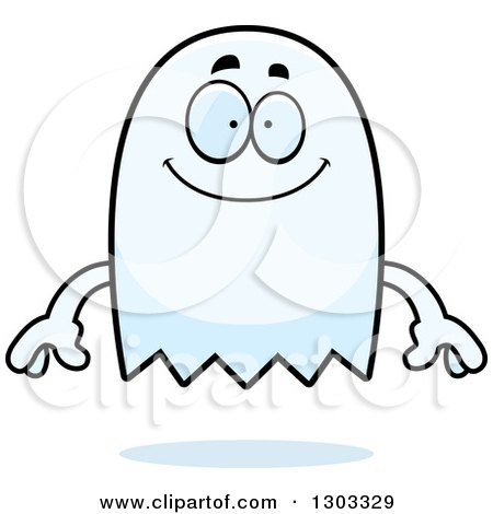 Clipart of a Cartoon Happy Ghost Character Smiling - Royalty Free Vector Illustration by Cory Thoman