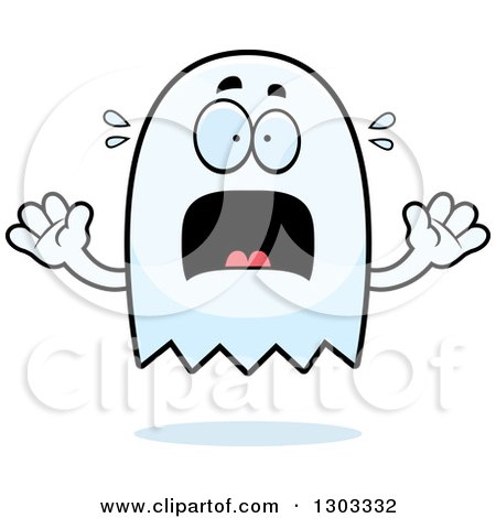 Clipart of a Cartoon Scared Ghost Character Screaming - Royalty Free Vector Illustration by Cory Thoman