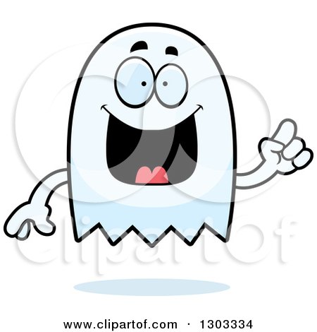 Clipart of a Cartoon Smart Ghost Character with an Idea - Royalty Free Vector Illustration by Cory Thoman