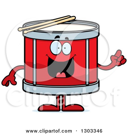 Clipart of a Cartoon Smart Musical Drums Character with an Idea - Royalty Free Vector Illustration by Cory Thoman