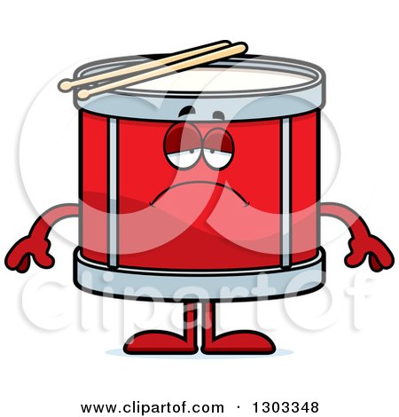 Clipart of a Cartoon Sad Depressed Musical Drums Character Pouting - Royalty Free Vector Illustration by Cory Thoman