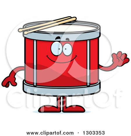 Clipart of a Cartoon Happy Friendly Musical Drums Character Waving - Royalty Free Vector Illustration by Cory Thoman