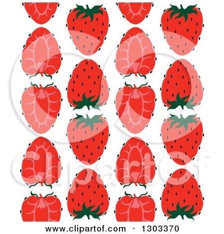 Clipart of a Seamless Pattern Background of Strawberry Halves - Royalty Free Vector Illustration by Cherie Reve