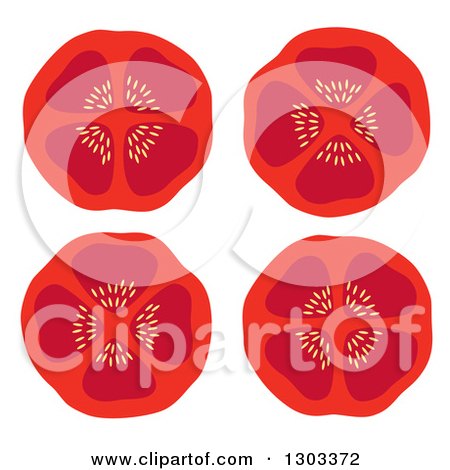 Clipart of a Seamless Pattern Background of Tomato Slices - Royalty Free Vector Illustration by Cherie Reve