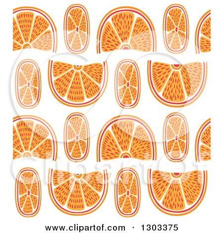 Clipart of a Seamless Pattern Background of Citrus Orange Slices - Royalty Free Vector Illustration by Cherie Reve
