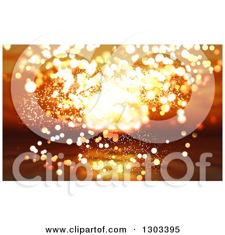 Clipart of a Blurred Ocean Sunset with Bokeh Lights - Royalty Free Illustration by KJ Pargeter