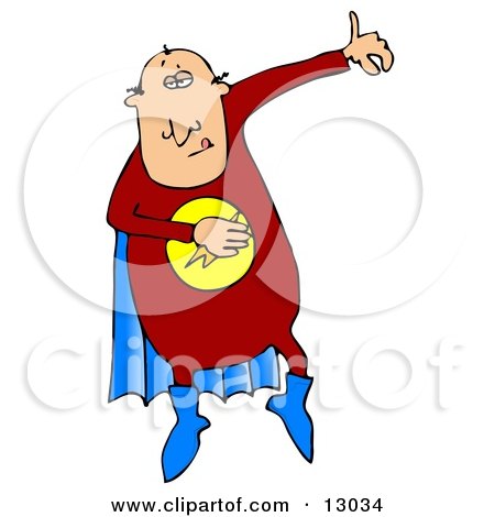 Super Hero Man in a Red Uniform and Blue Cape Clipart Illustration by djart