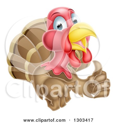 Clipart of a Turkey Bird Giving a Thumb up - Royalty Free Vector Illustration by AtStockIllustration