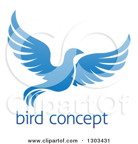 Clipart of a Flying Blue Bird over Sample Text - Royalty Free Vector Illustration by AtStockIllustration