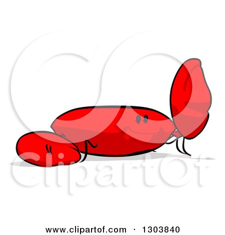 Clipart of a Red Cartoon Crab Facing Right and Waving - Royalty Free Illustration by Julos