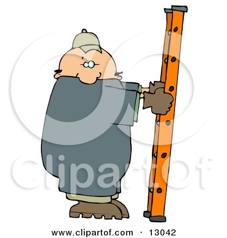 Caucasian Worker Man on a Ladder Clipart Illustration by djart