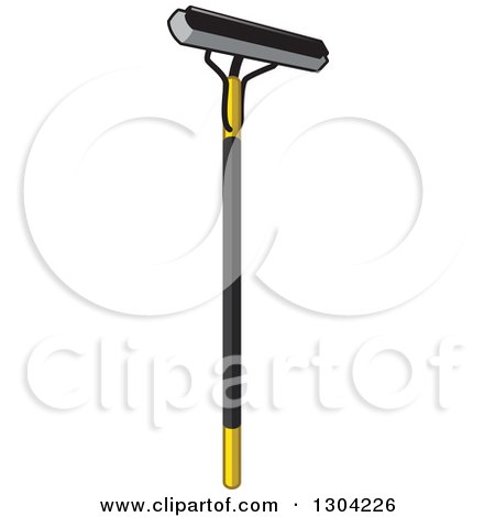 Clipart Of A Window Cleaner Pole Brush - Royalty Free Vector