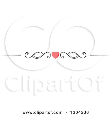 Clipart of a Red Heart and Black Swirl Border Rule Design Element - Royalty Free Vector Illustration by Vector Tradition SM