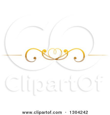 Clipart of a Gradient Gold Heart and Swirl Border Rule Design Element - Royalty Free Vector Illustration by Vector Tradition SM