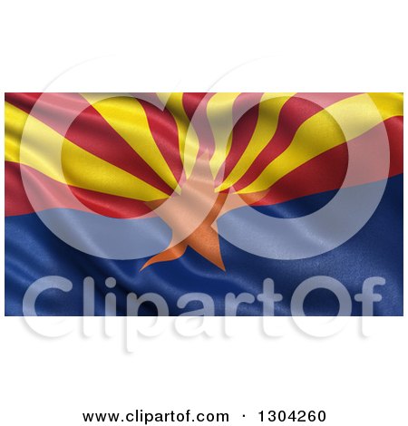 Clipart of a 3d Rippling State Flag of Arizona - Royalty Free Illustration by stockillustrations