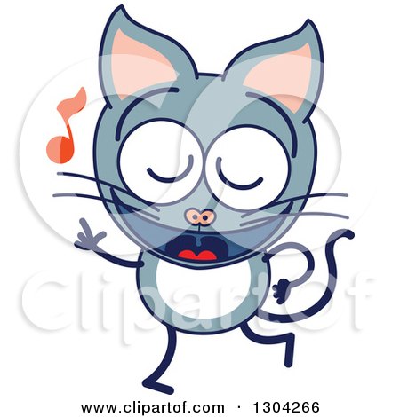 Clipart of a Cartoon Gray Cat Character Dancing - Royalty Free Vector Illustration by Zooco