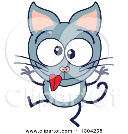 Clipart of a Cartoon Gray Cat Character Making Funny Faces - Royalty Free Vector Illustration by Zooco