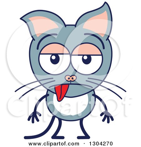 Clipart of a Cartoon Indifferent Gray Cat Character - Royalty Free Vector Illustration by Zooco
