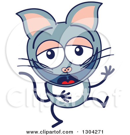 Clipart of a Cartoon Laughing Gray Cat Character - Royalty Free Vector Illustration by Zooco