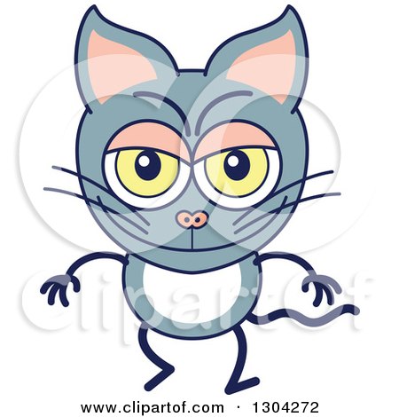 Clipart of a Cartoon Naughty Gray Cat Character - Royalty Free Vector Illustration by Zooco