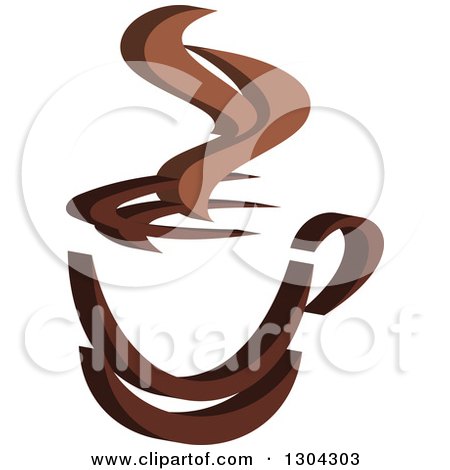Clipart of a Brown Steamy Coffee Cup - Royalty Free Vector Illustration by Vector Tradition SM