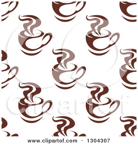 Clipart of a Seamless Background Pattern of Steamy Brown Coffee Cups 5 - Royalty Free Vector Illustration by Vector Tradition SM