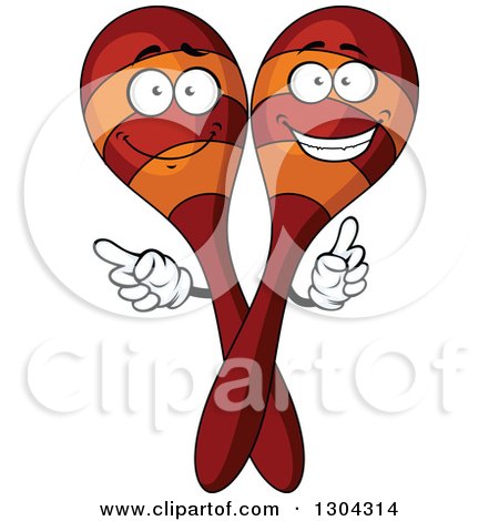 Clipart of Cartoon Maraca Characters Holding up a Finger and Pointing - Royalty Free Vector Illustration by Vector Tradition SM