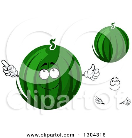 Clipart of a Cartoon Face, Hands and Watermelons - Royalty Free Vector Illustration by Vector Tradition SM