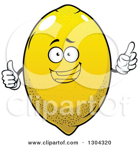 Clipart of a Happy Lemon Character Holding up a Finger and Thumb - Royalty Free Vector Illustration by Vector Tradition SM