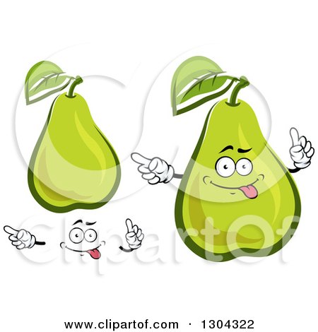 Clipart of a Cartoon Face, Hands and Green Pears - Royalty Free Vector Illustration by Vector Tradition SM