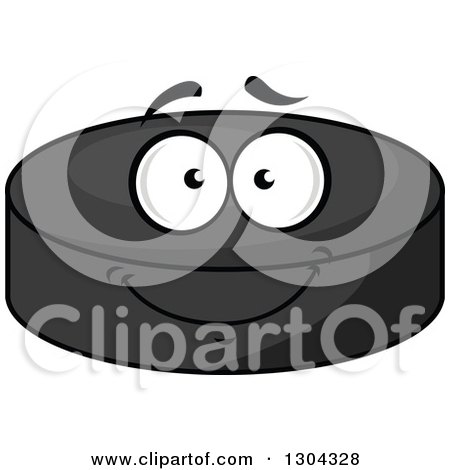 Clipart of a Hockey Puck Character Smiling - Royalty Free Vector Illustration by Vector Tradition SM